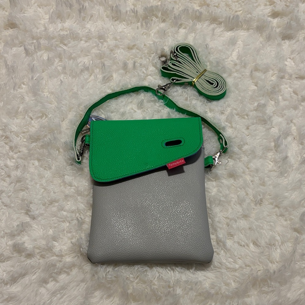 Trendy Green and Gray Crossbody Bag